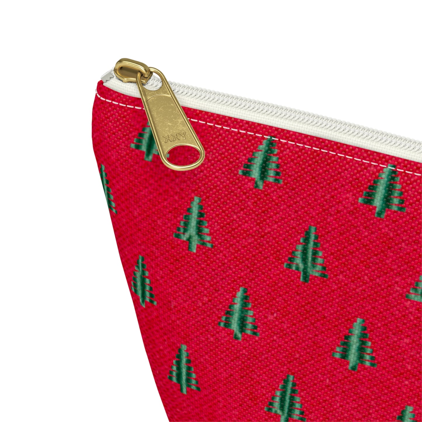 Tiny Tree Print on Red Accessory Pouch w T-bottom