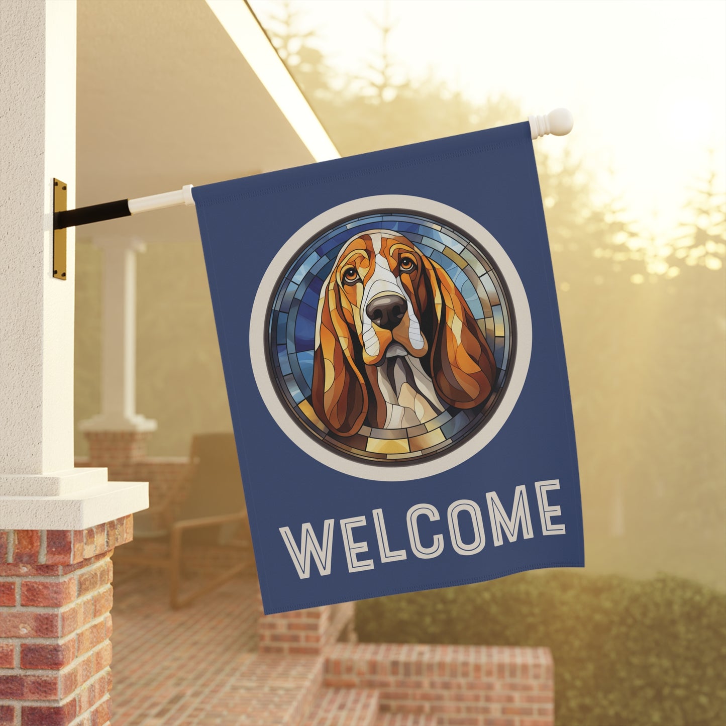 Basset Hound Welcome 2-Sided Garden & House Flag/Banner