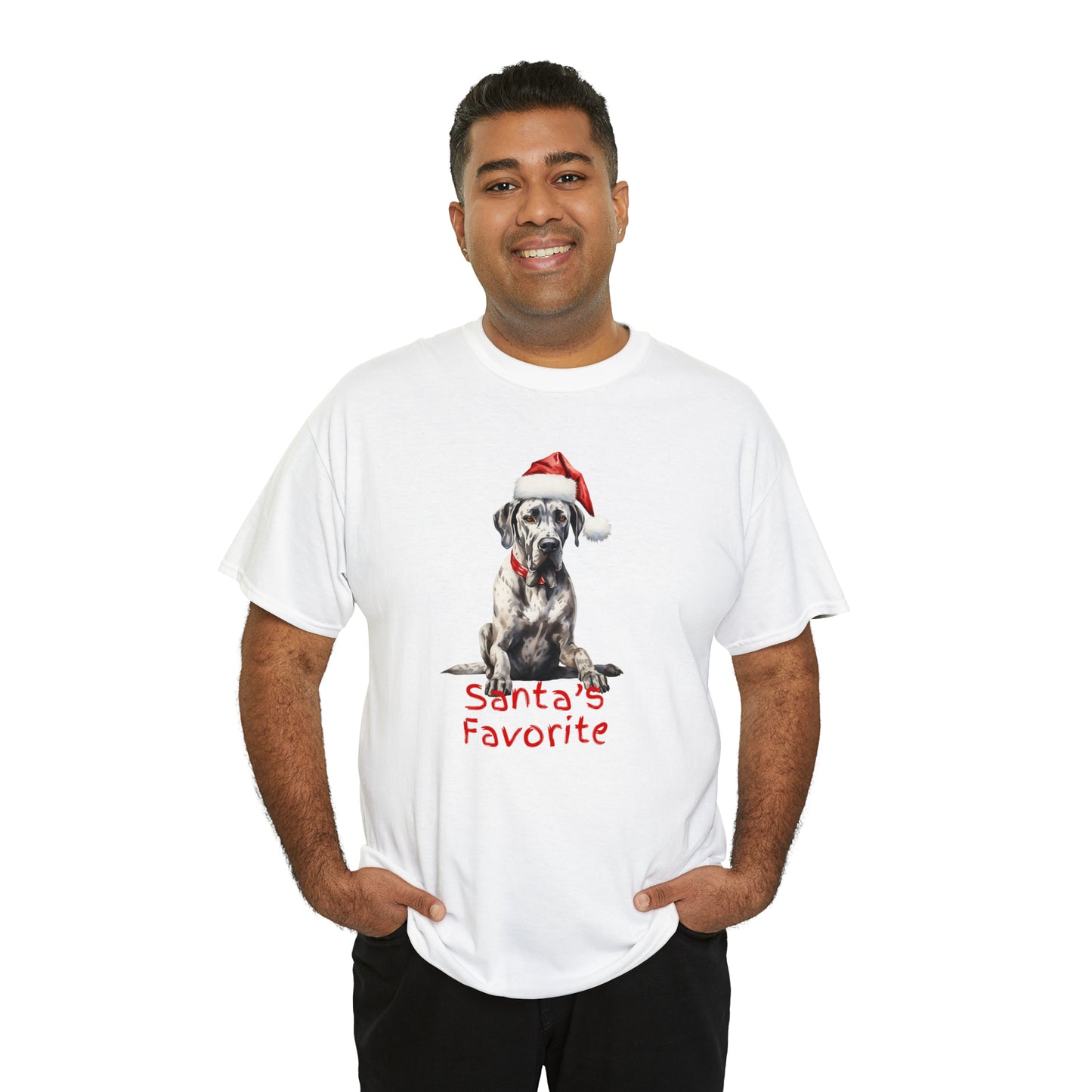 Santa's Favorite Great Dane Unisex Heavy Cotton Tee