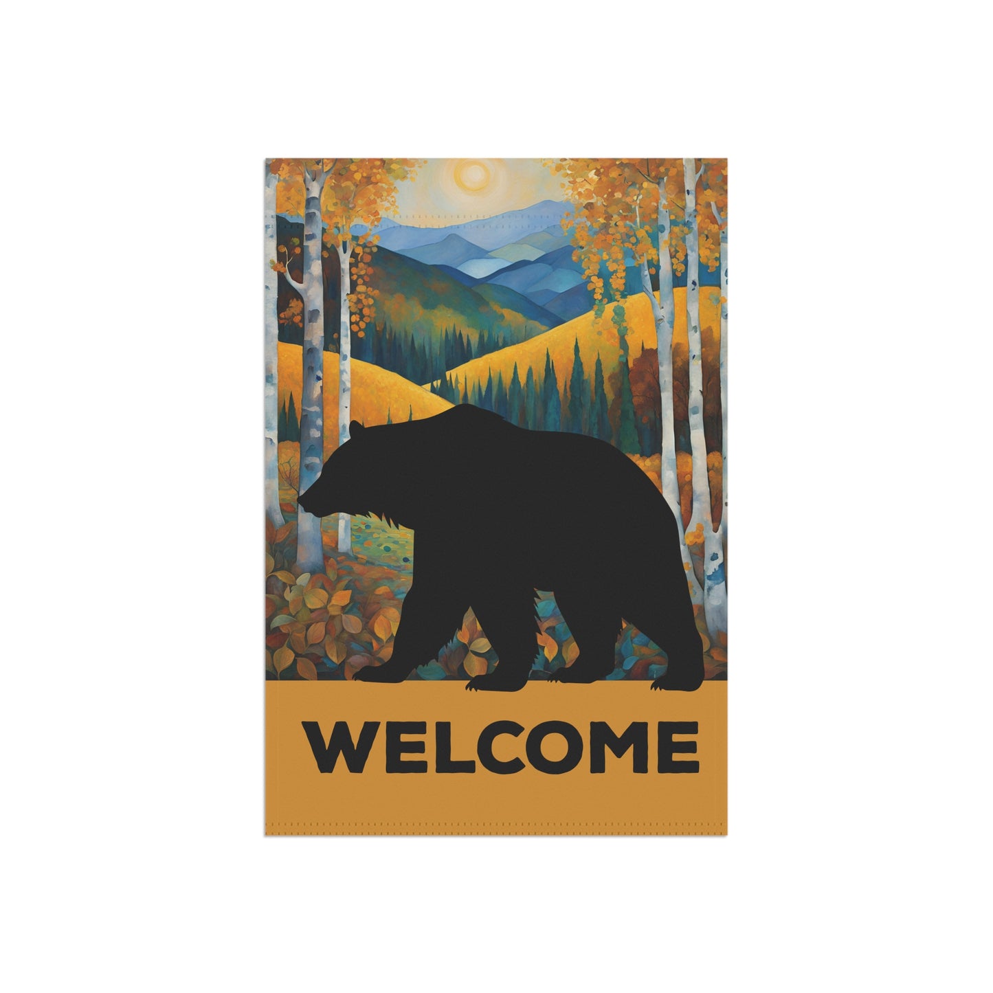 Grizzly Bear Silhouette Welcome 2-Sided Garden & House Flag/Banner