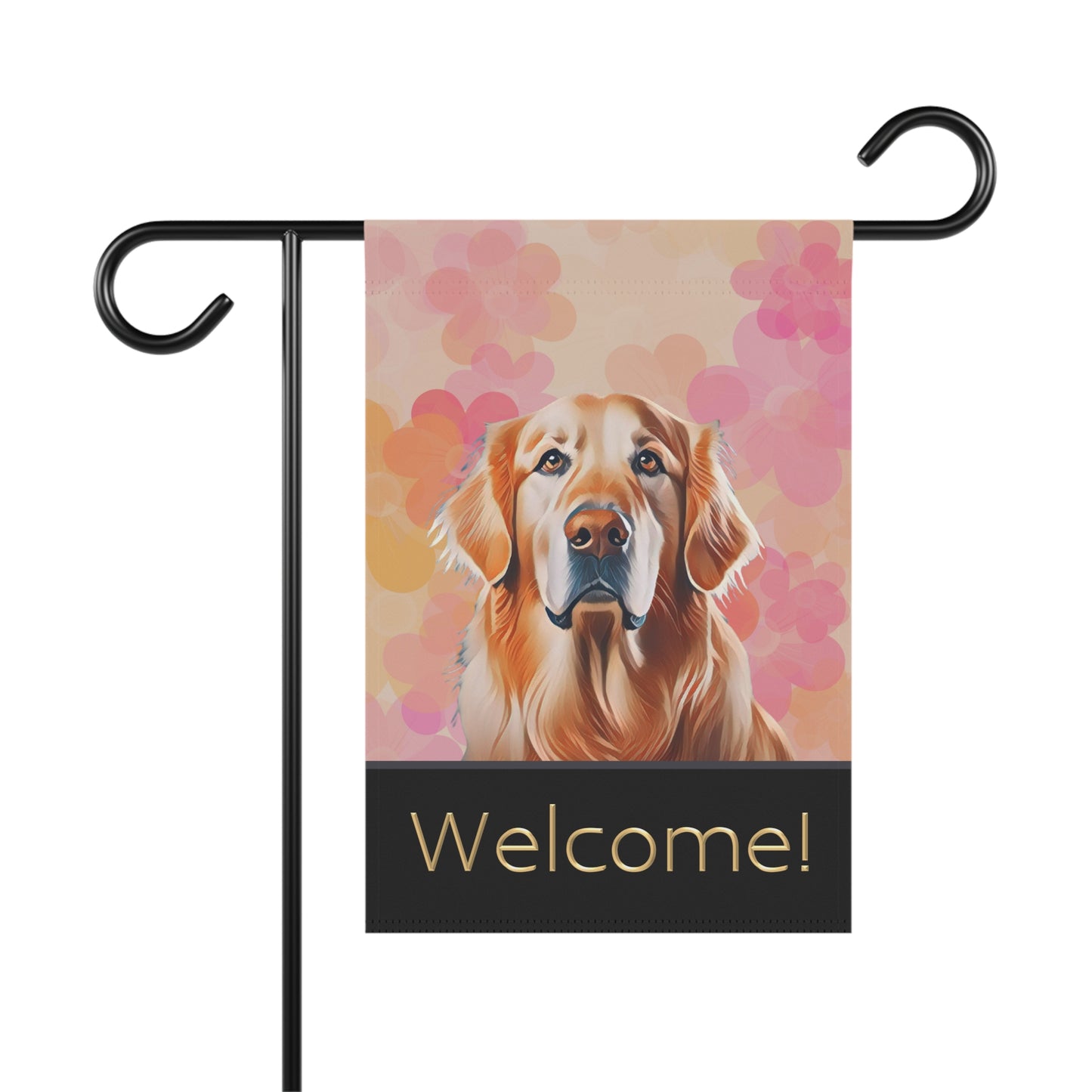 Golden Retriever Floral Welcome 2-Sided Garden & House Flag/Banner