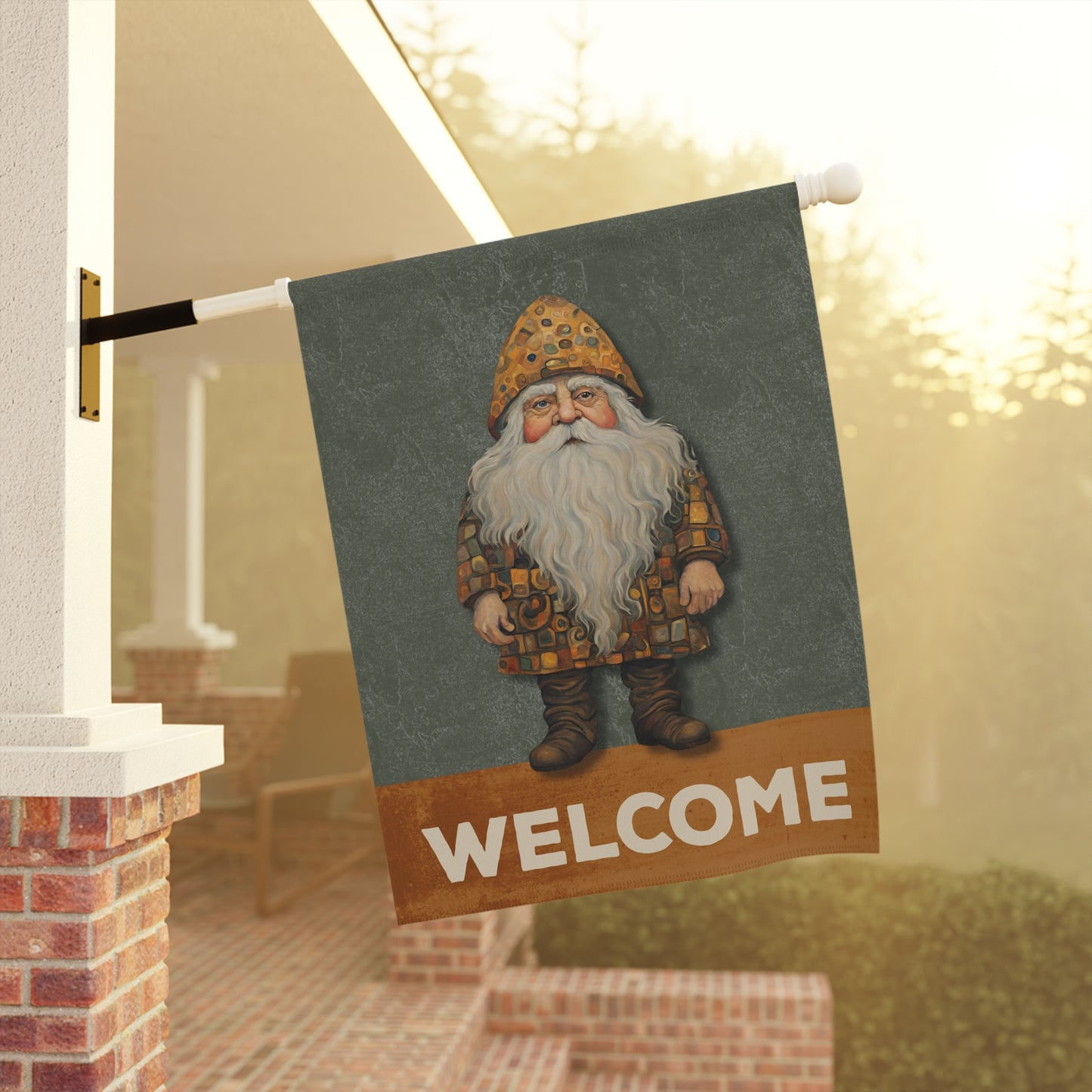 Gnome Welcome 2-Sided Garden & House Flag/Banner