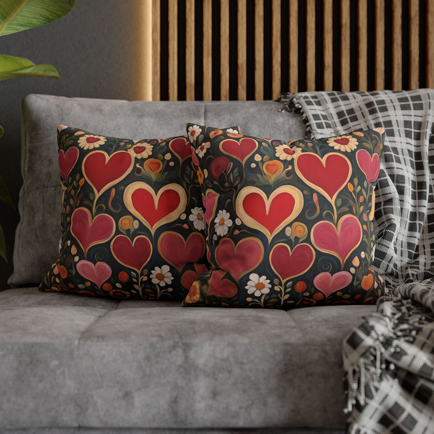 Heart Garden Square Poly Canvas Pillowcase