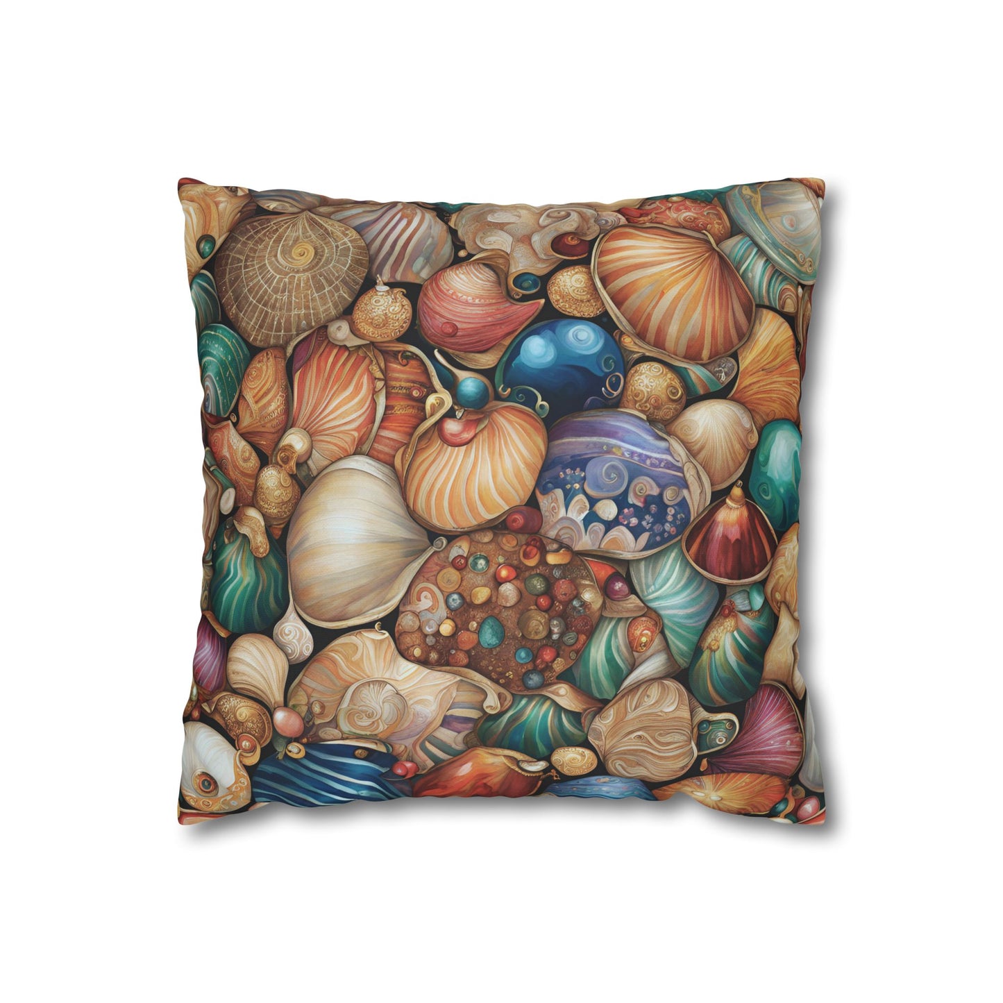 All the Seashells Square Poly Canvas Pillowcase