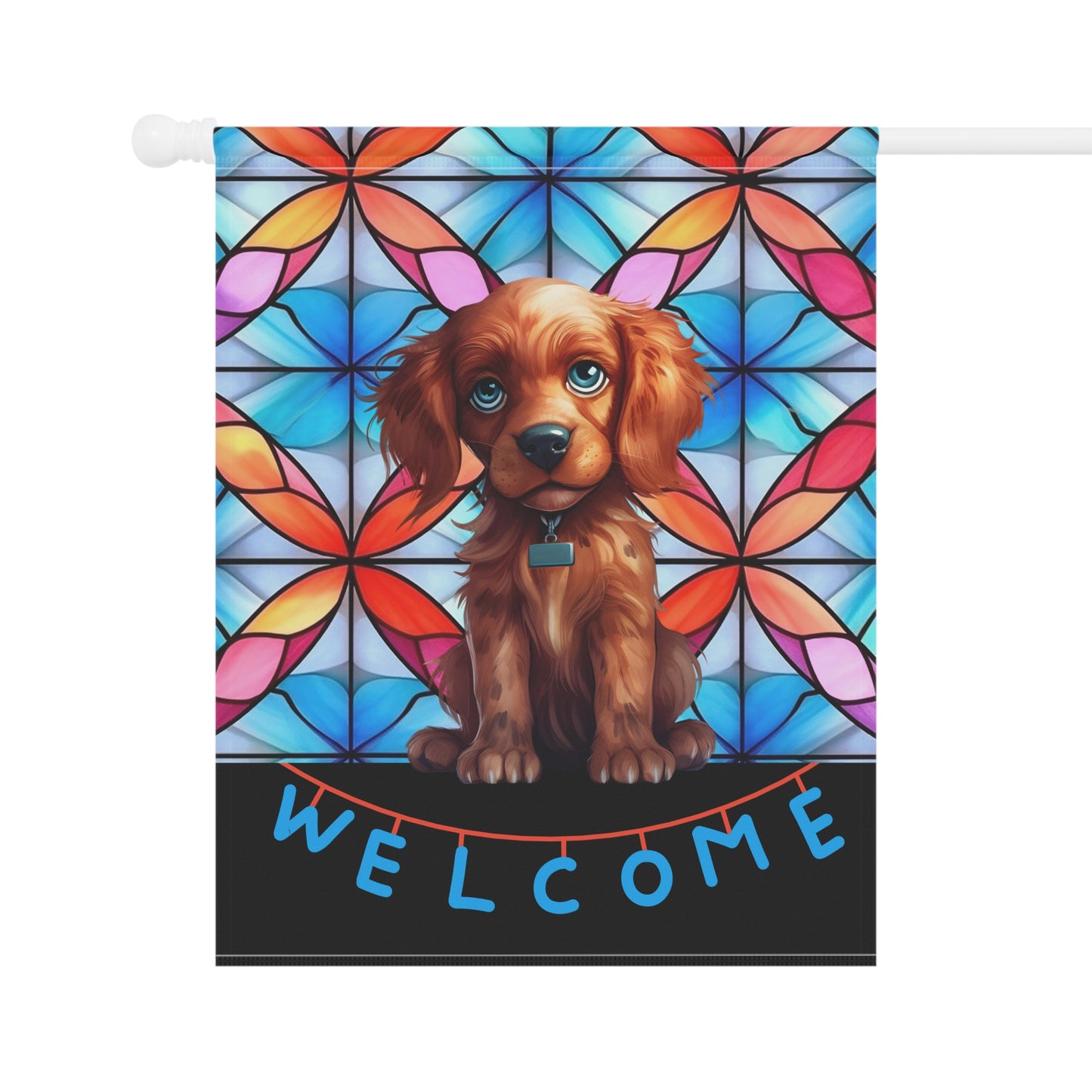 Blue-Eyed Puppy Welcome 2-Sided Garden & House Flag/Banner