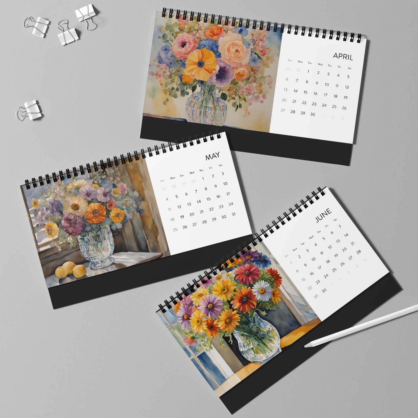 Crystal Vase Bouquets 2025 Desktop Calendar