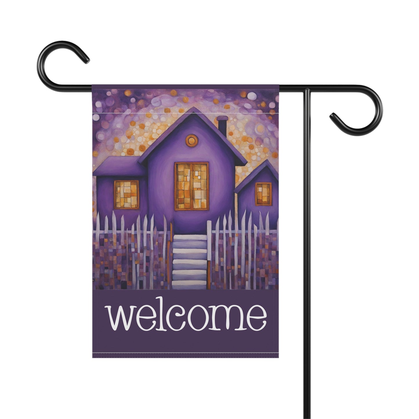 Purple House Welcome 2-Sided Garden & House Flag/Banner