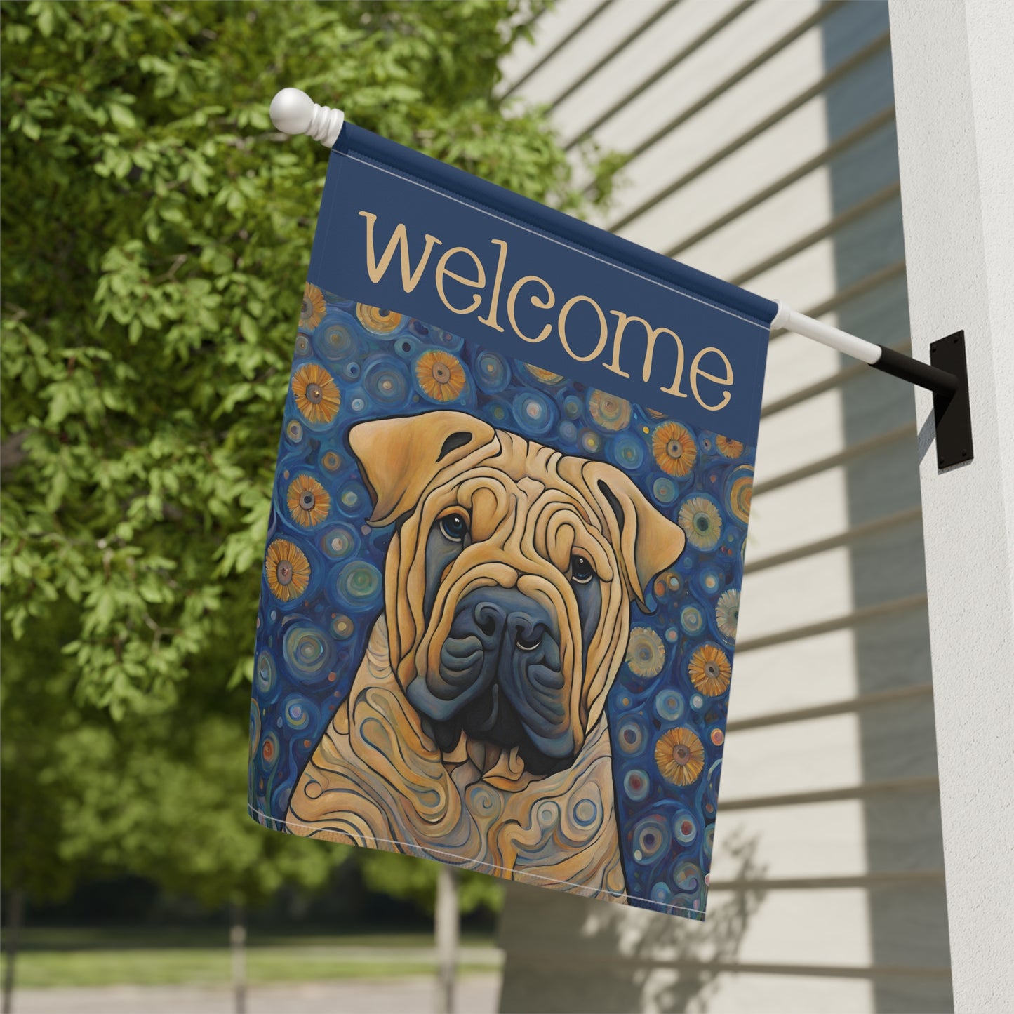 Shar Pei Welcome 2-Sided Garden & House Flag/Banner