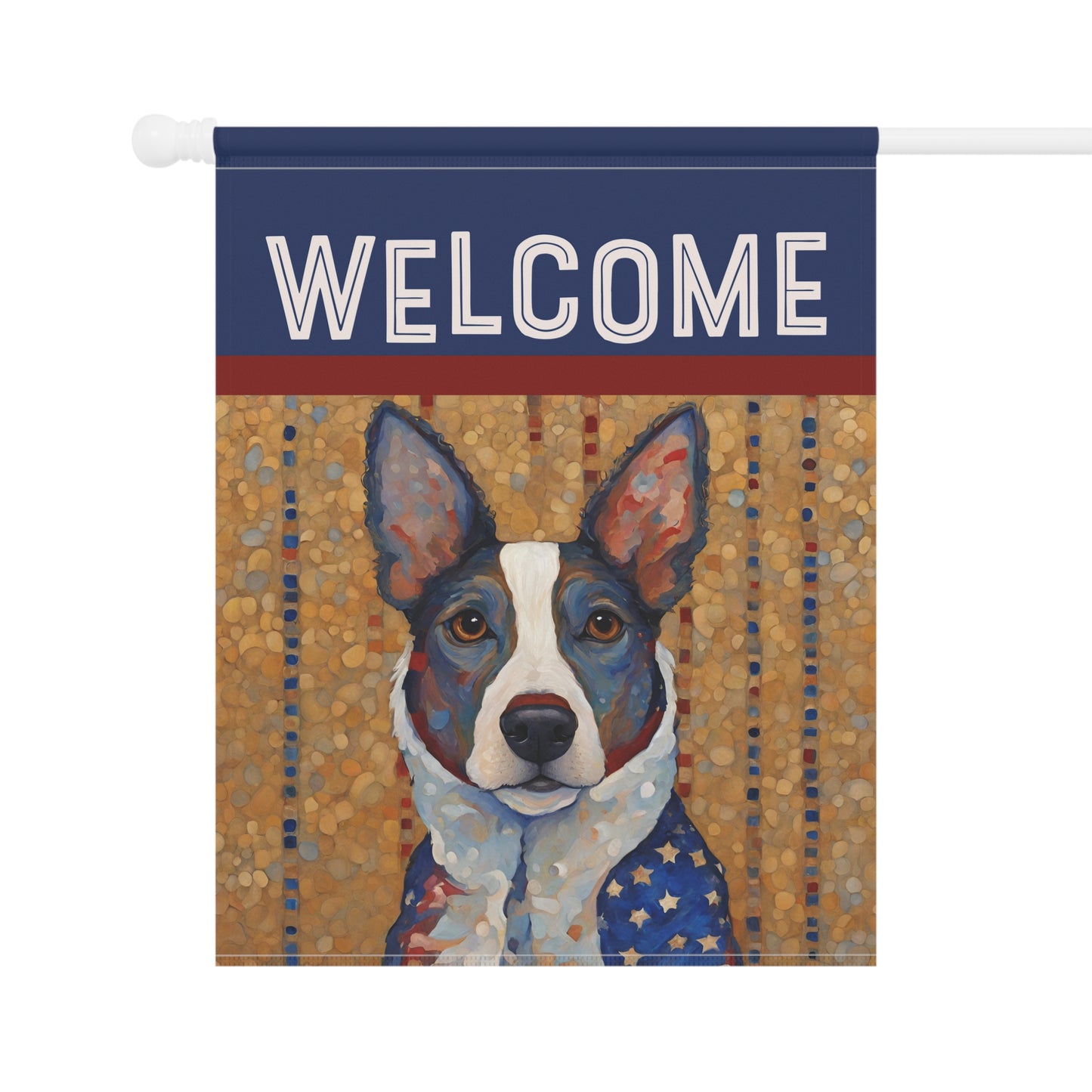 America Dog Welcome 2-Sided Garden & House Flag/Banner