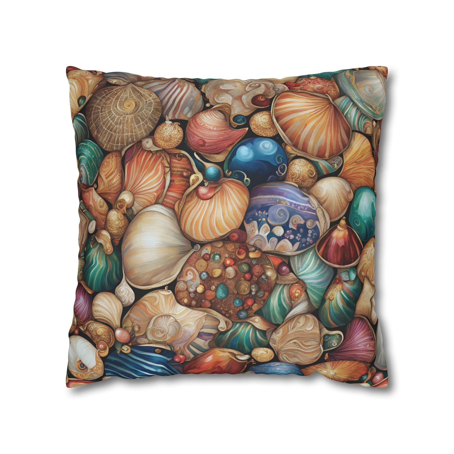 All the Seashells Square Poly Canvas Pillowcase