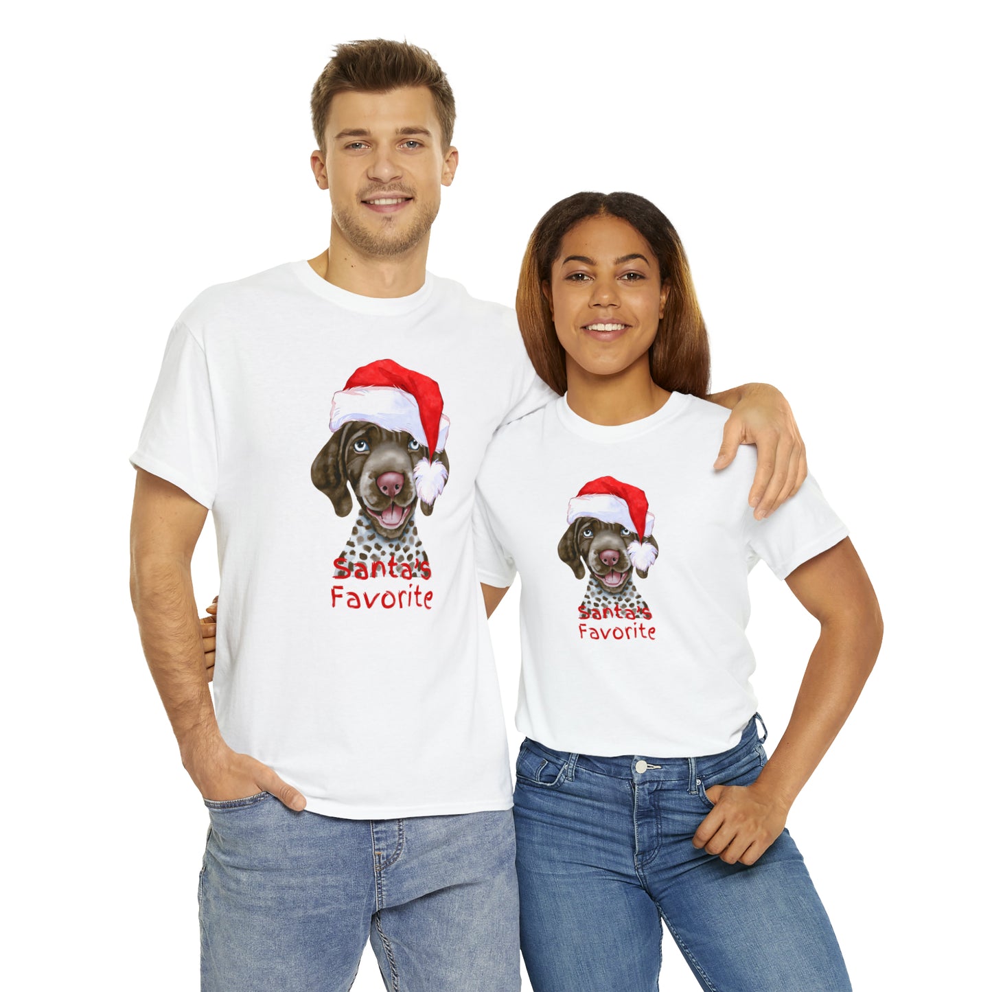 Santa's Favorite German Shorthaired Pointer Unisex Heavy Cotton Tee