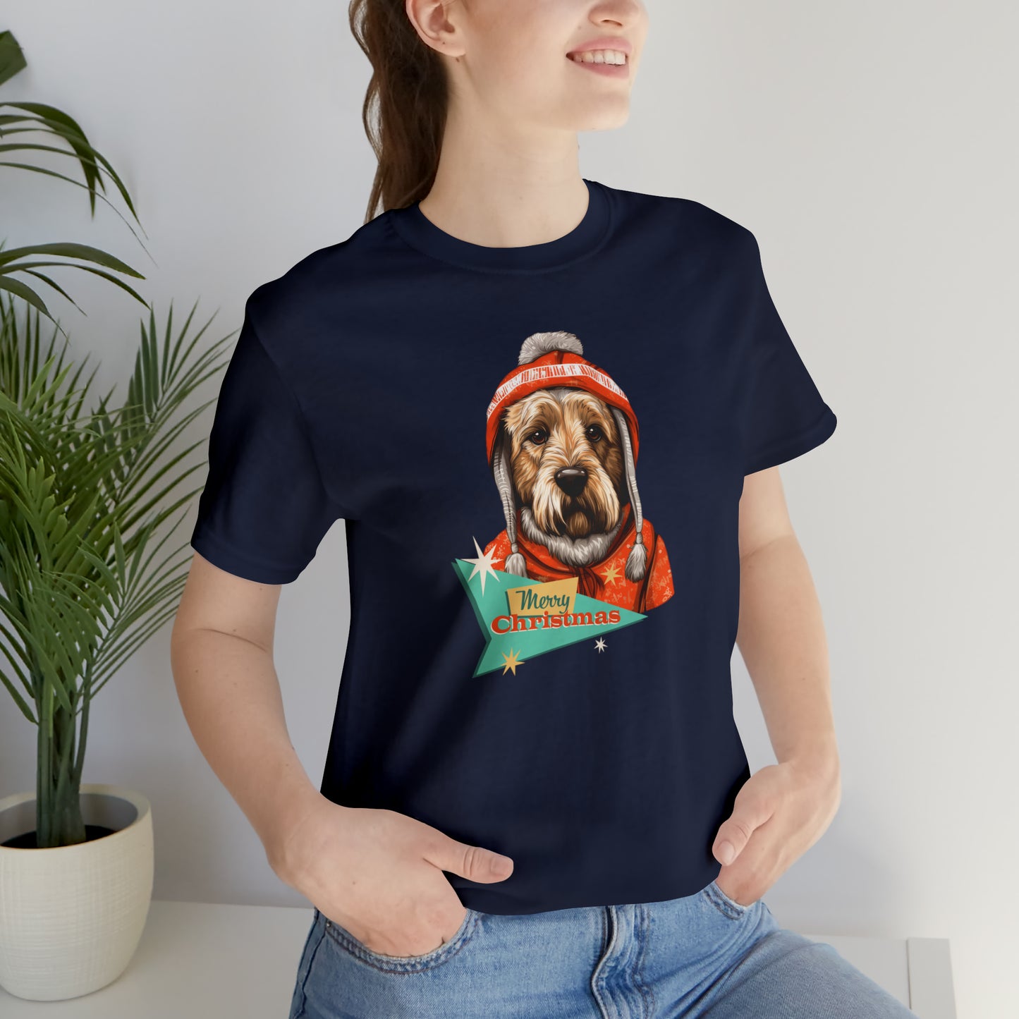 Soft Coated Wheaten Terrier Retro Merry Christmas Unisex Jersey Short Sleeve Tee