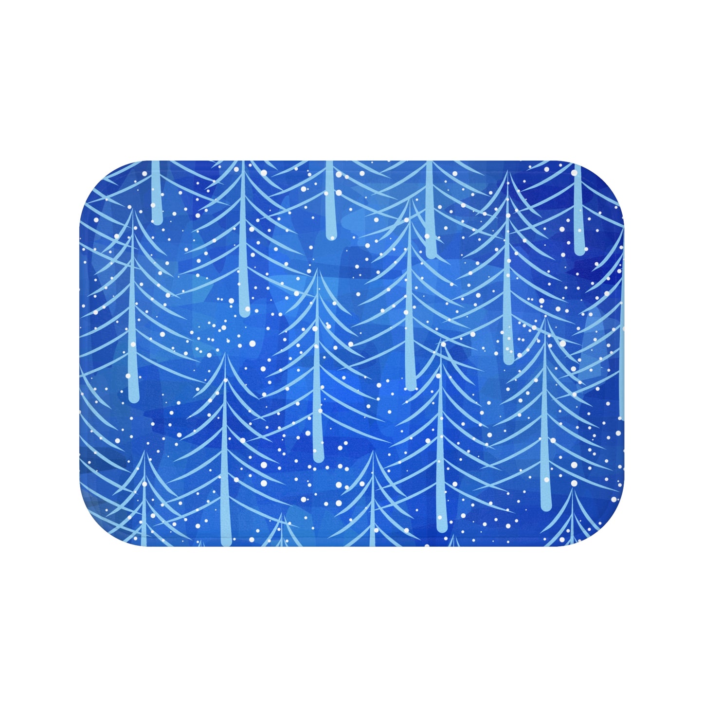 Blue Christmas Trees Microfiber Bath Mat