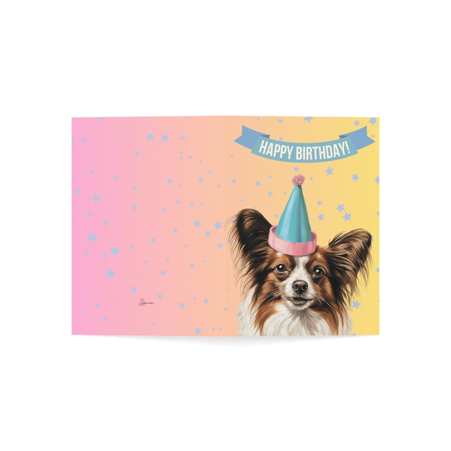 Papillon Happy Birthday 5 x 7 Greeting Cards (10 Pack)