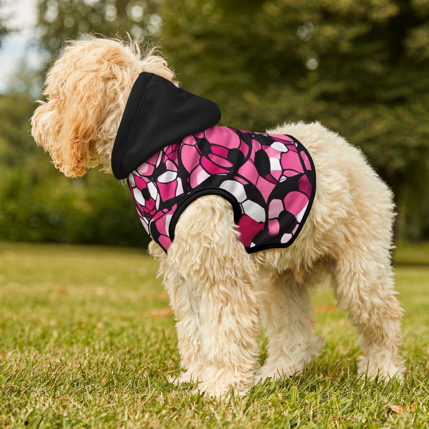 Hot Pink Soccer Pet Hoodie