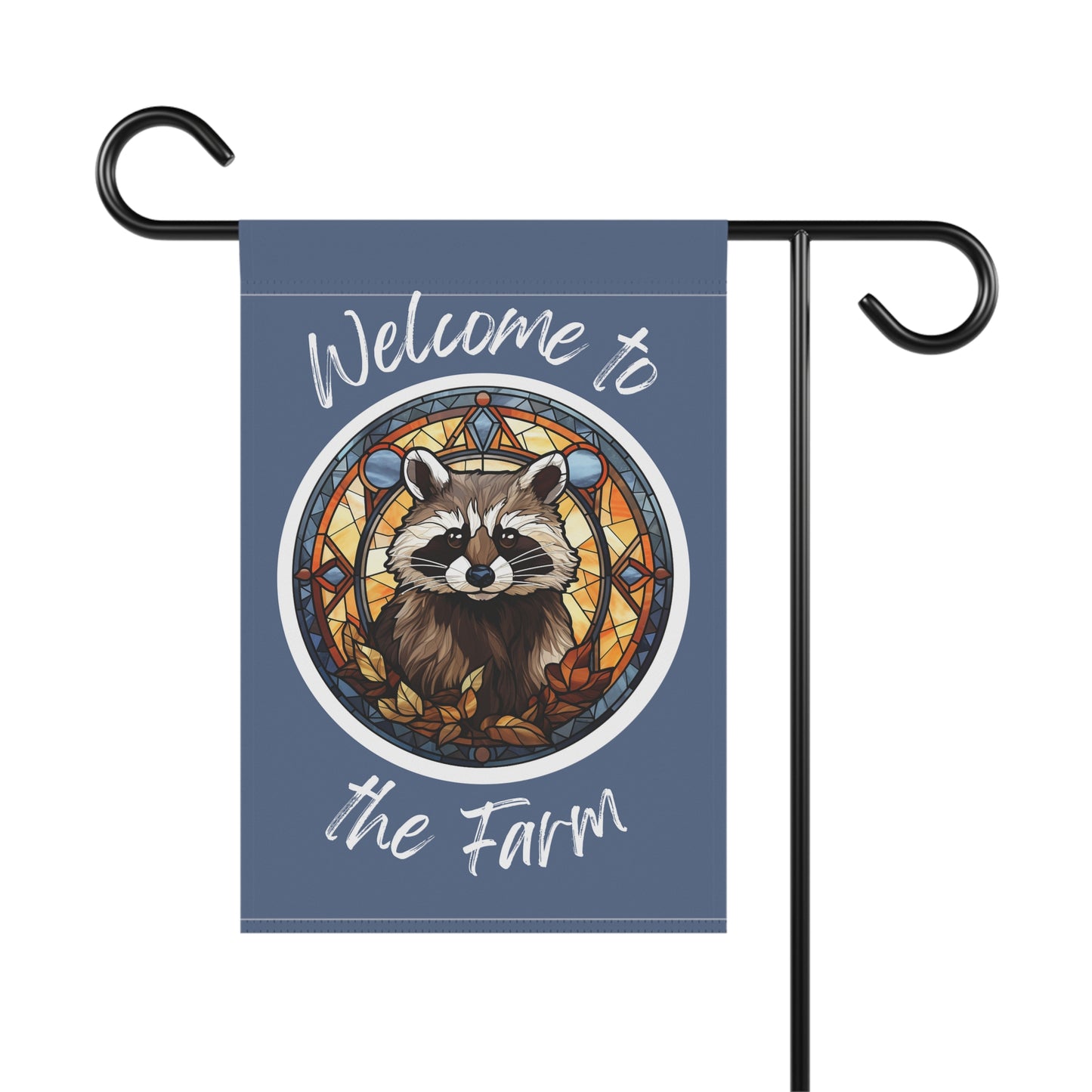 Welcome to the Farm Raccoon 2-Sided Garden & House Flag/Banner