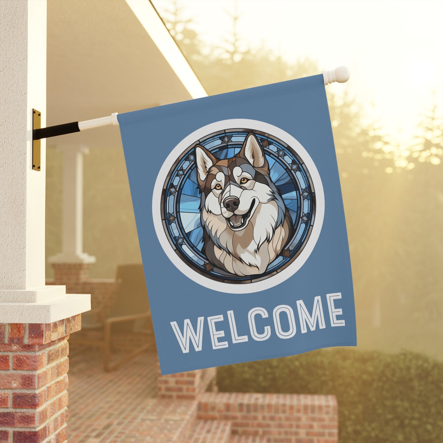 Siberian Husky Welcome 2-Sided Garden & House Flag/Banner