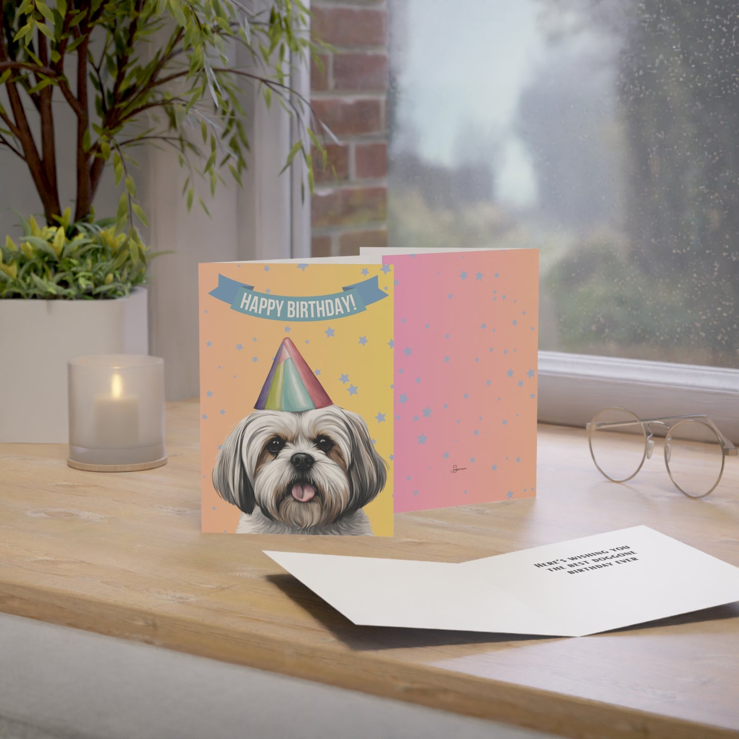 Lhasa Apso Happy Birthday 5 x 7 Greeting Cards (10 Pack)