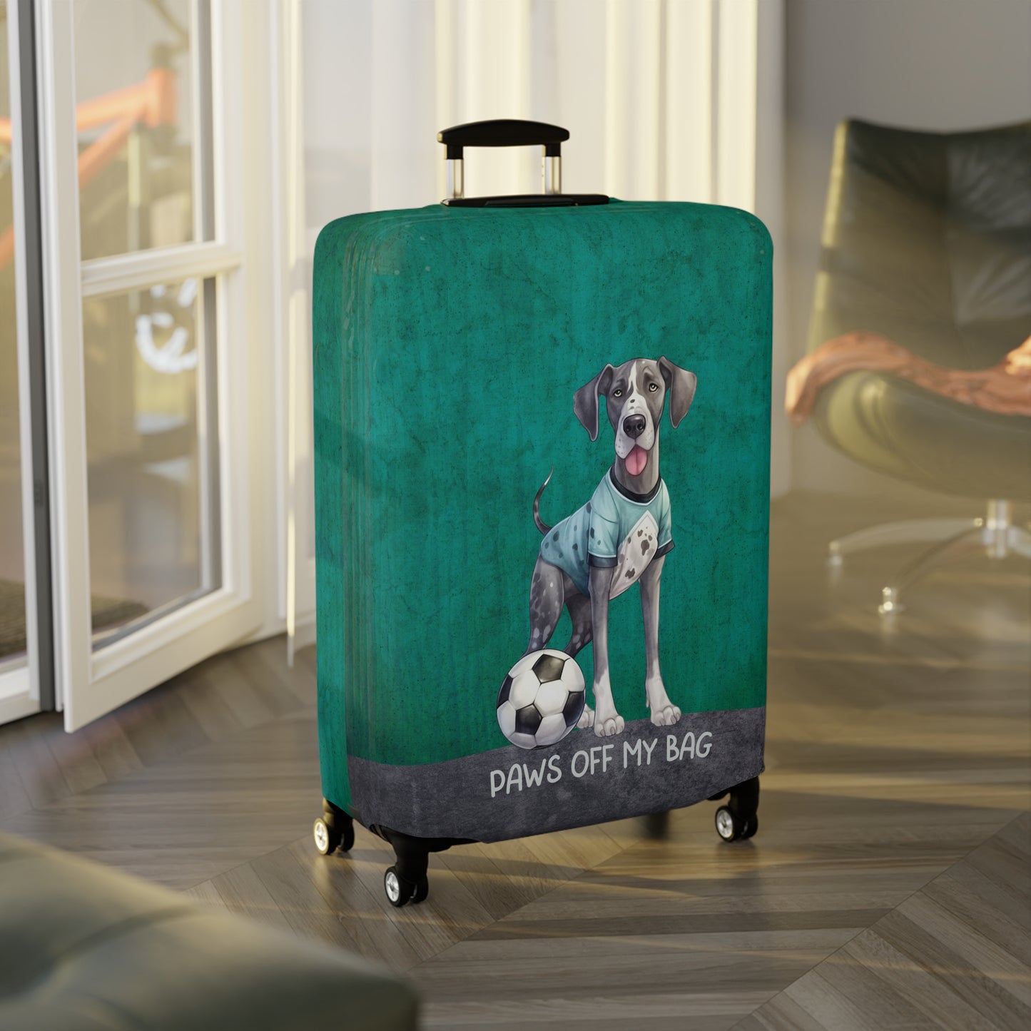 Great Dane with Soccer Ball Paws Off My Bag Luggage Cover