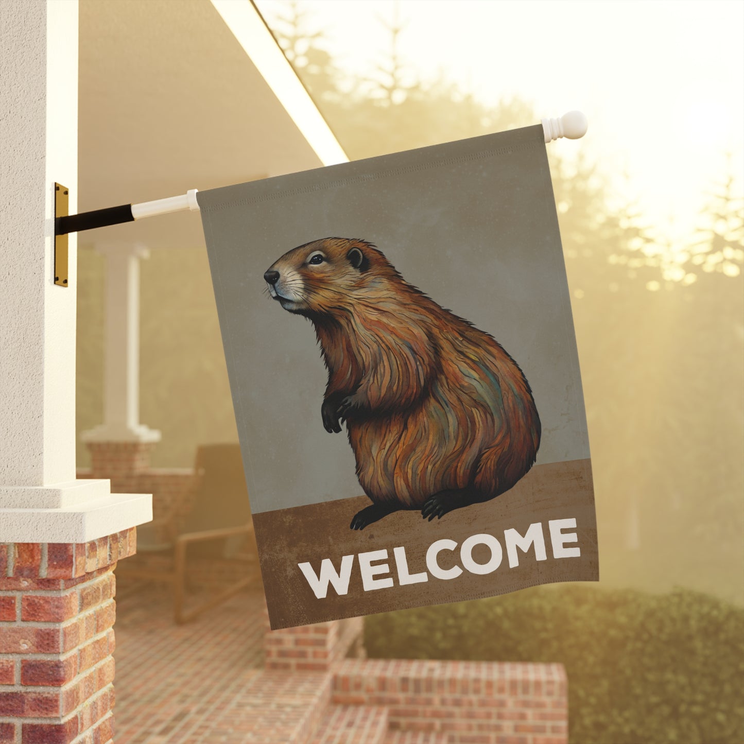 Marmot Welcome 2-Sided Garden & House Flag/Banner