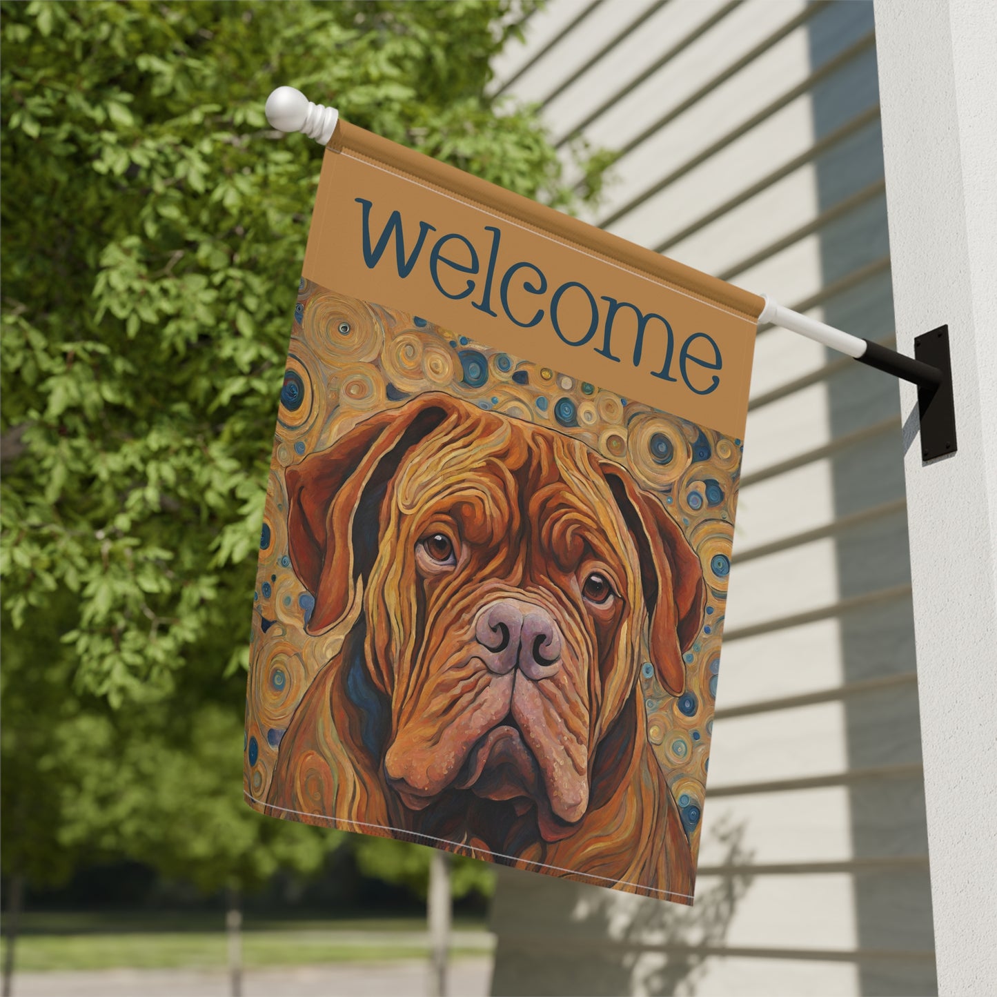 Dogue De Bordeaux Welcome 2-Sided Garden & House Flag/Banner