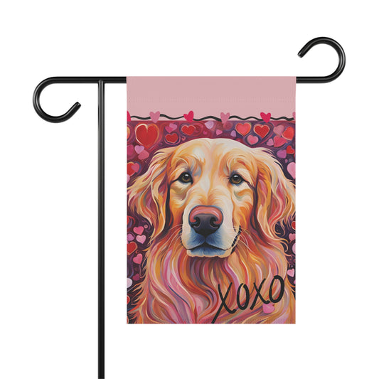 Golden Retriever Valentine 2-Sided Garden & House Flag/Banner