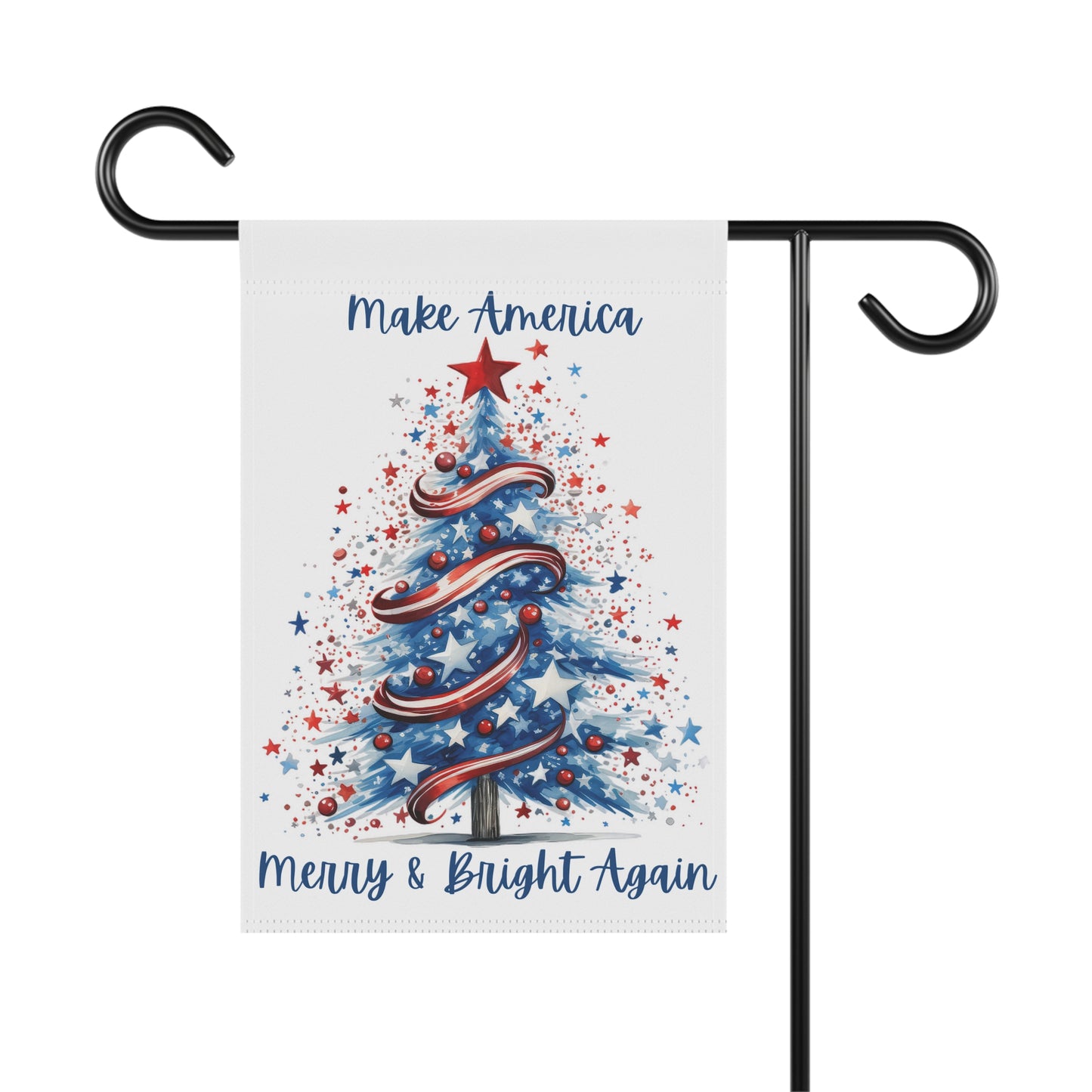 Patriotic Tree Make America Merry & Bright Again 2-Sided Garden Banner