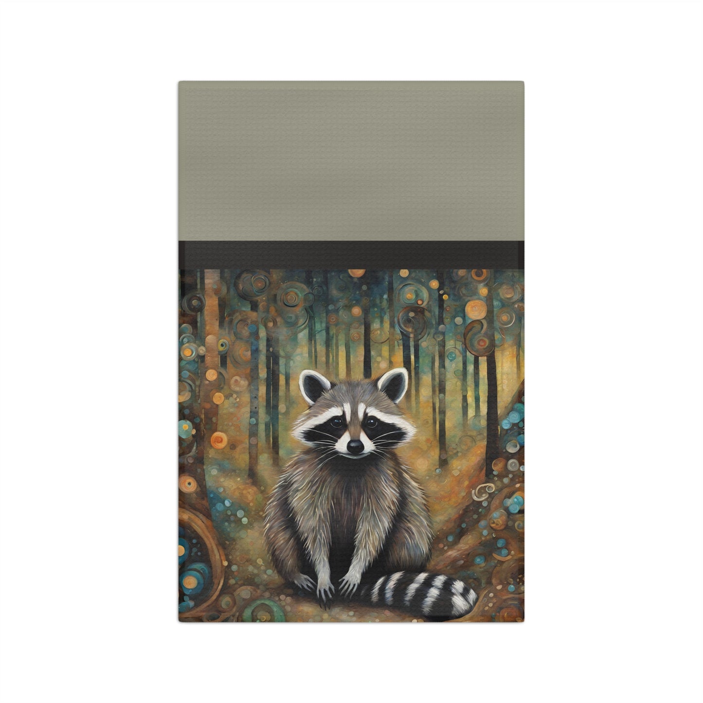 Mountain Forest Raccoon Microfiber Tea Towel