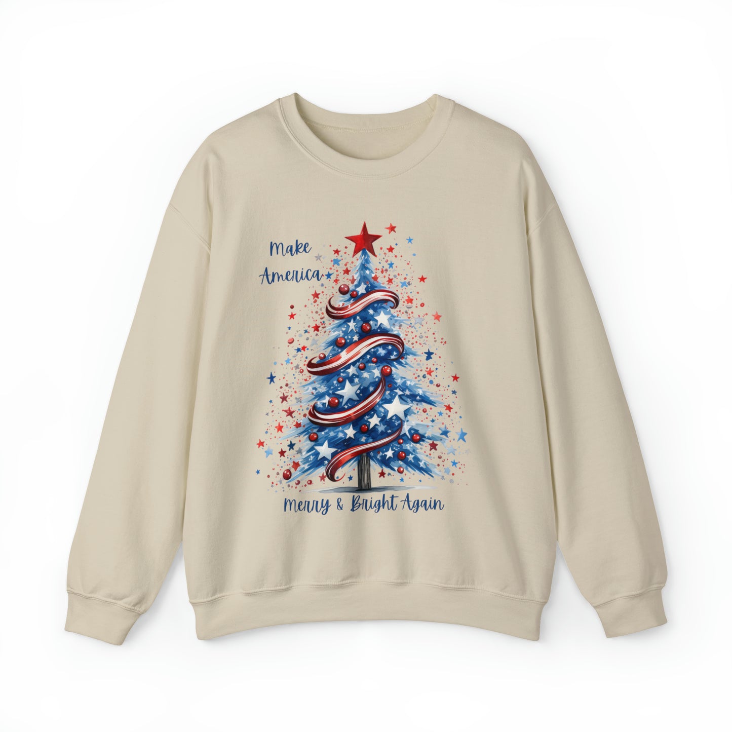 Patriotic Tree Make America Merry & Bright Again Unisex Heavy Blend™ Crewneck Sweatshirt