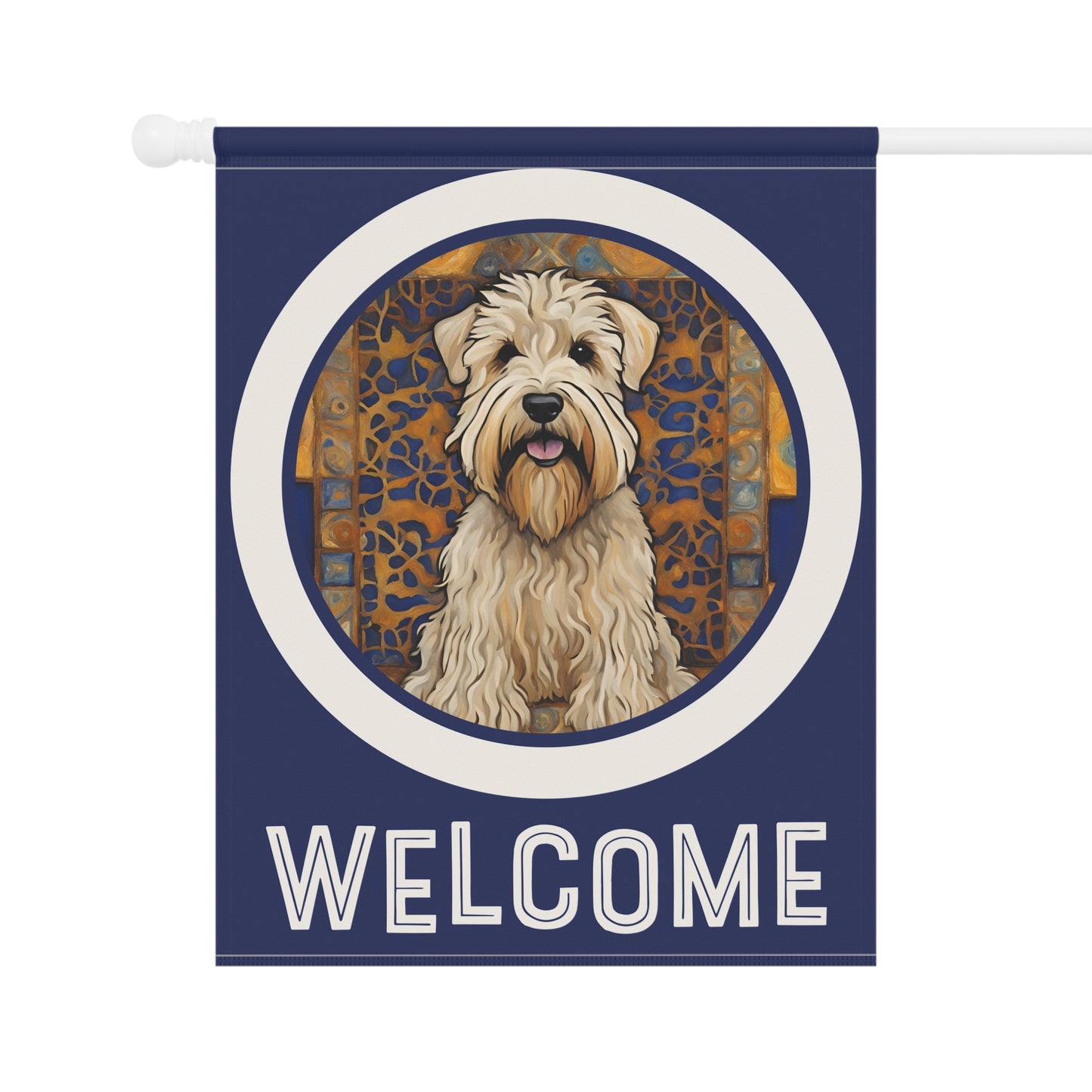 Wheaten Terrier Welcome 2-Sided Garden & House Flag/Banner