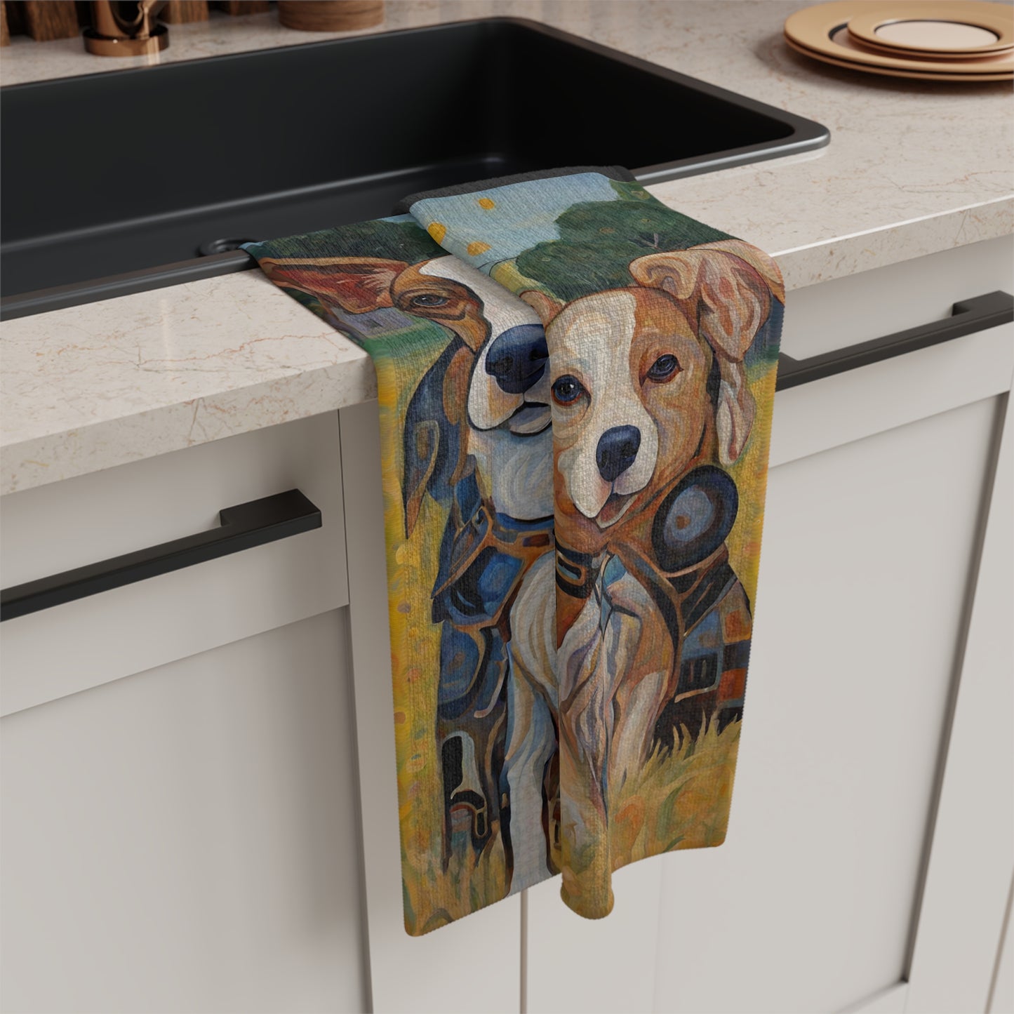 Dogs in the Kitchen- Sherlock & Watson Microfiber Tea Towel