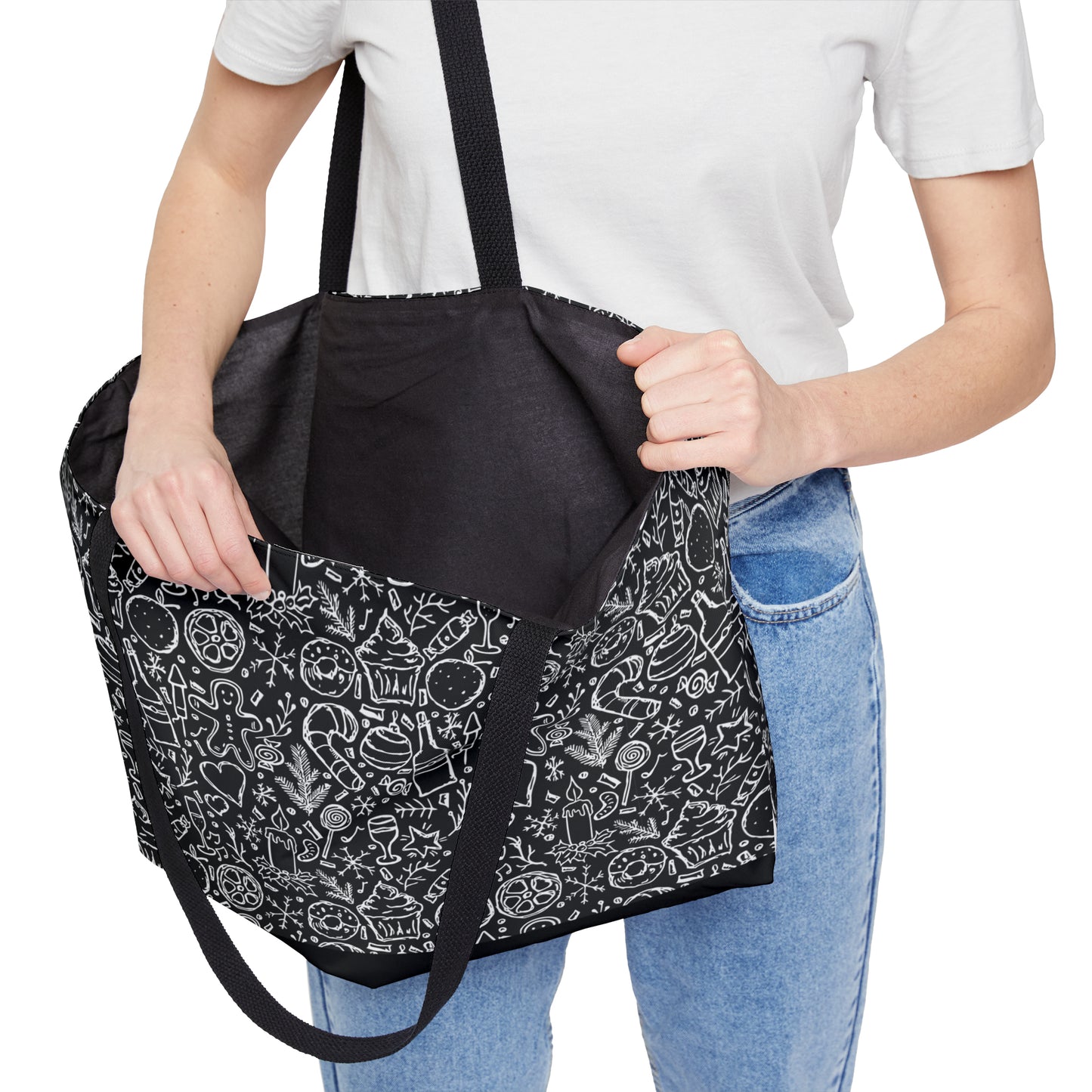 Christmas Holiday Icons in Black & White Weekender Tote Bag