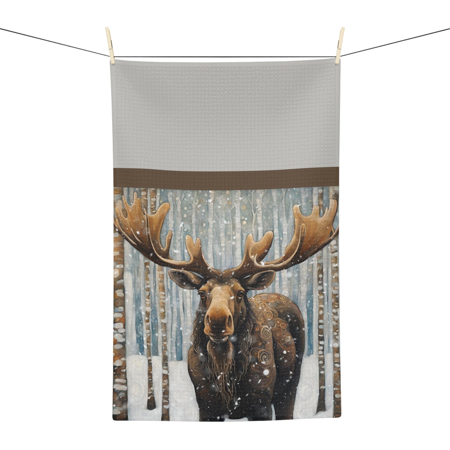 Snowy Moose Microfiber Tea Towel