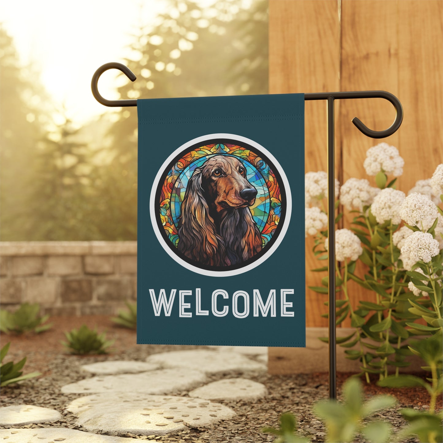 Afghan Hound Welcome 2-Sided Garden & House Flag/Banner