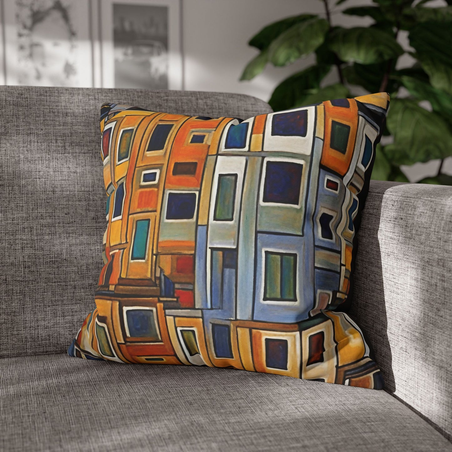 City Living Square Poly Canvas Pillowcase