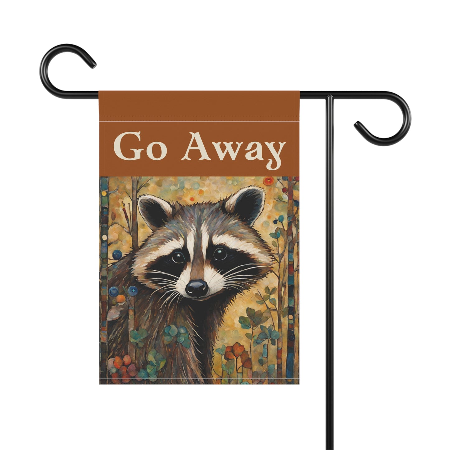 Go Away Raccoon 2-Sided Garden & House Flag/Banner