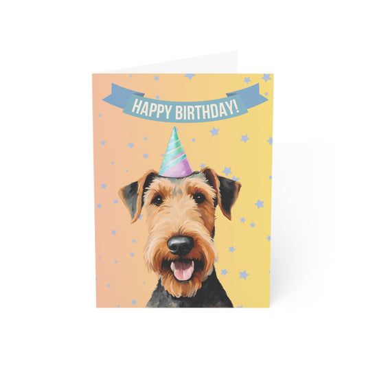 Airedale Terrier Happy Birthday 5 x 7 Greeting Cards (10 Pack)