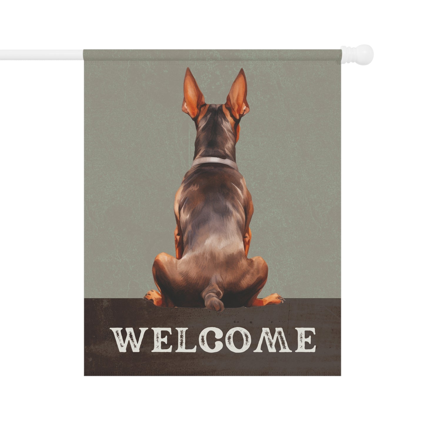 Doberman Pinscher Welcome 2-Sided Garden & House Flag/Banner