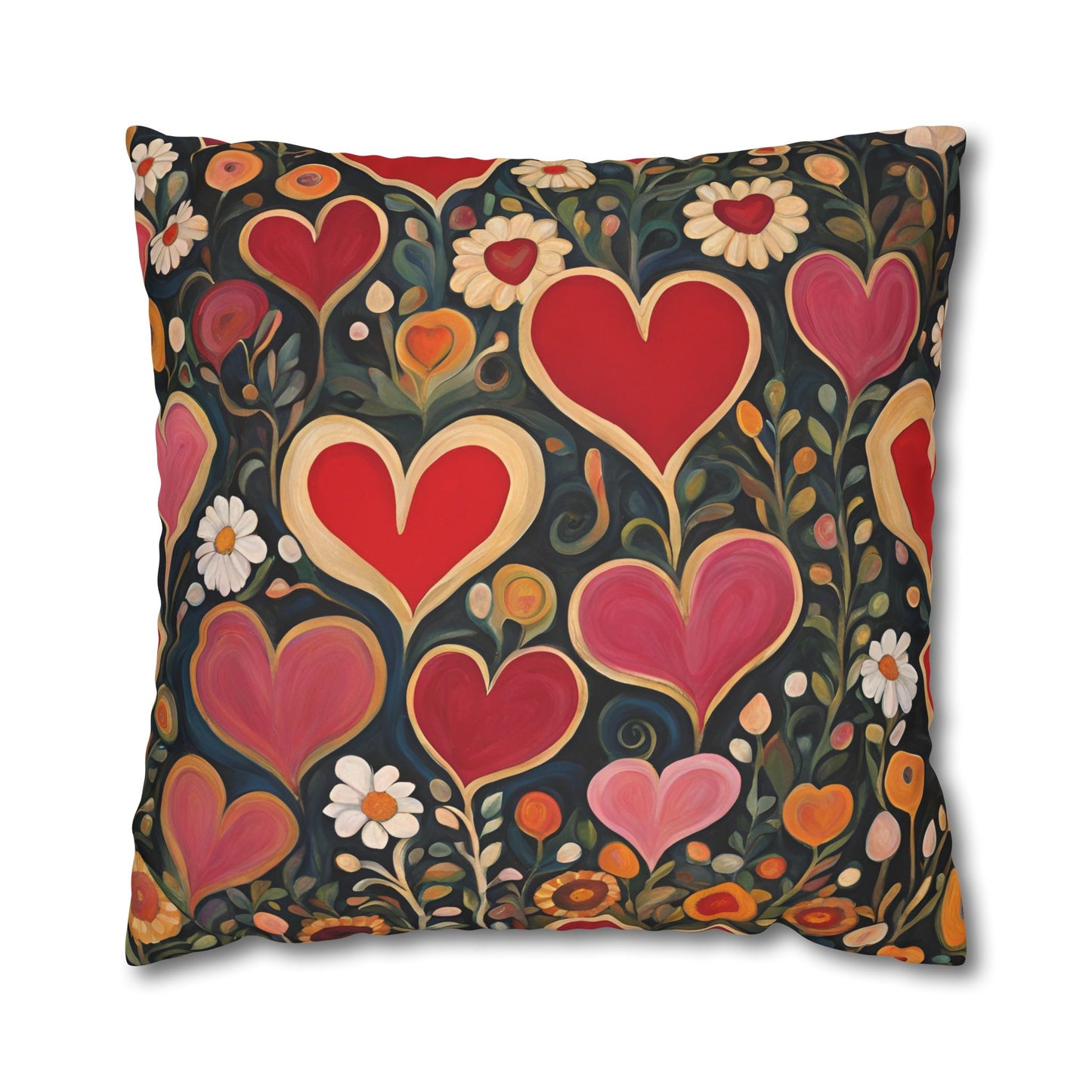 Heart Garden Square Poly Canvas Pillowcase