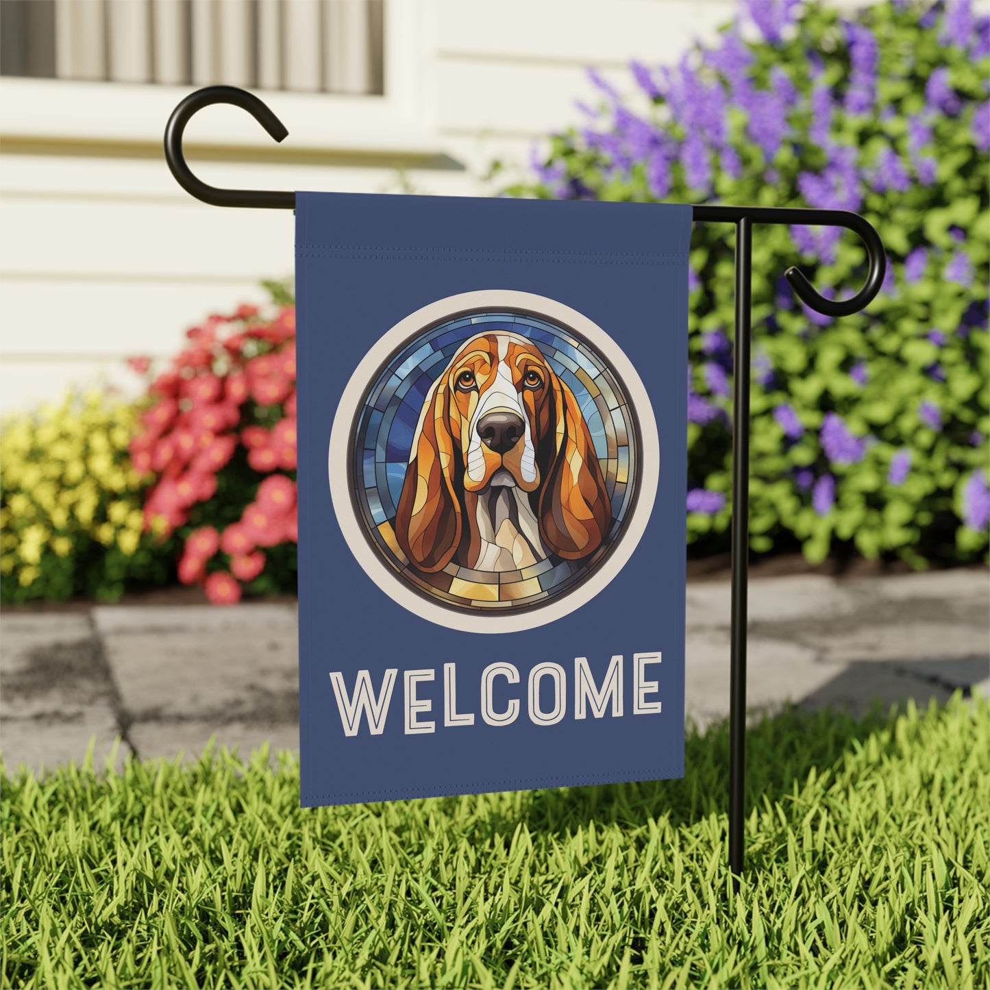 Basset Hound Welcome 2-Sided Garden & House Flag/Banner