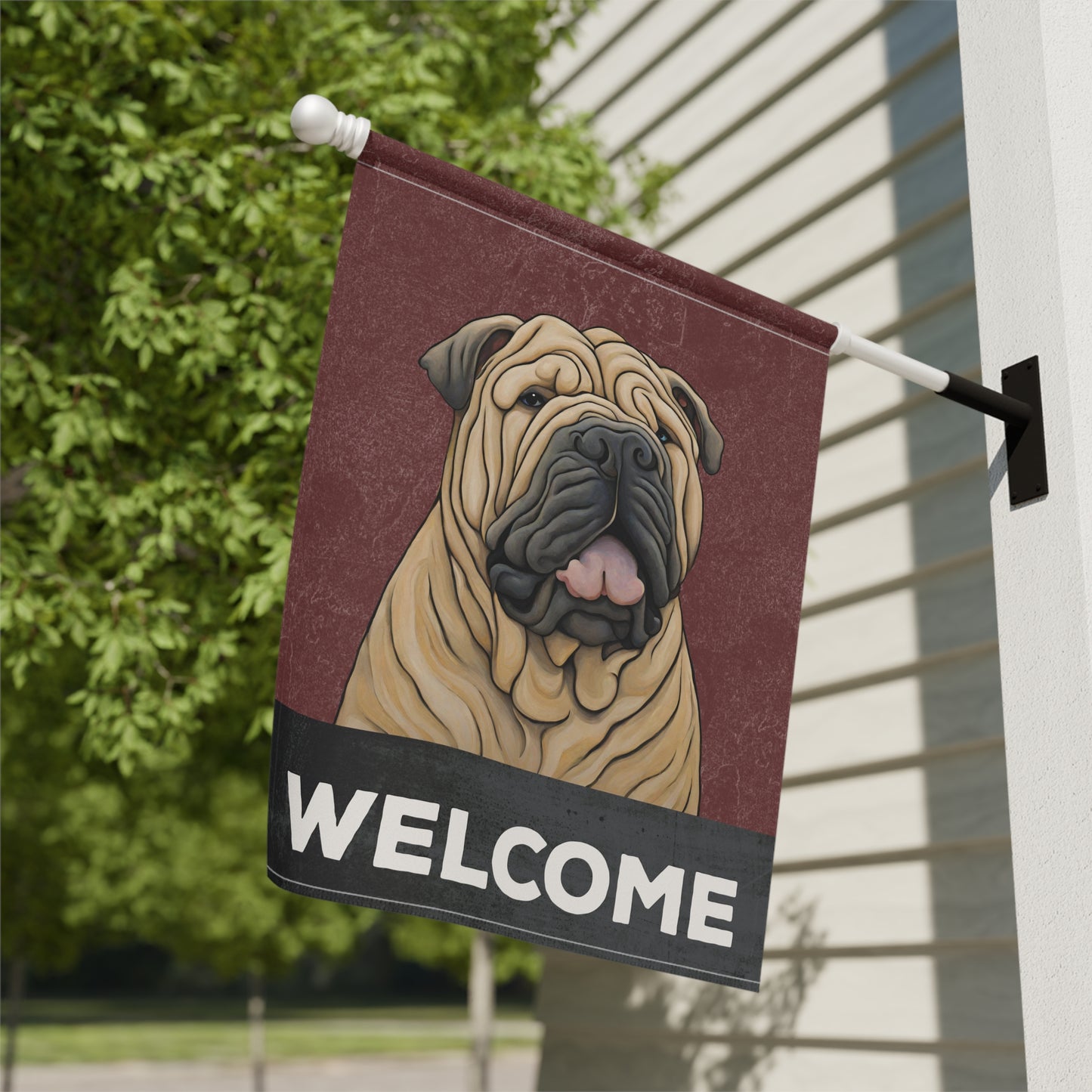 Shar Pei Welcome 2-Sided Garden & House Flag/Banner