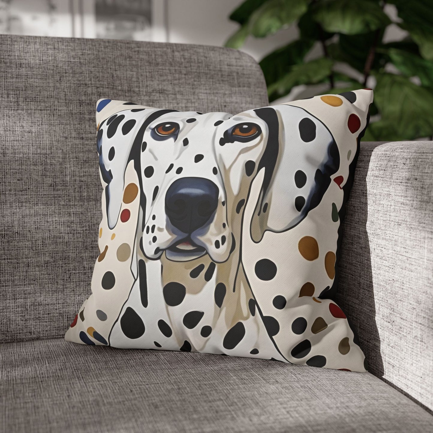 Dots for Dalmatians Square Poly Canvas Pillowcase