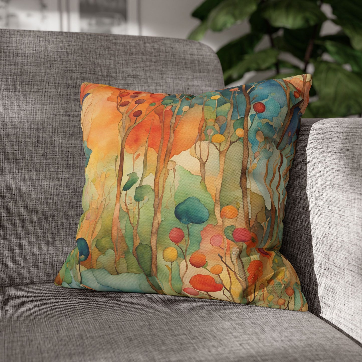 Guthrie Watercolor Square Poly Canvas Pillowcase