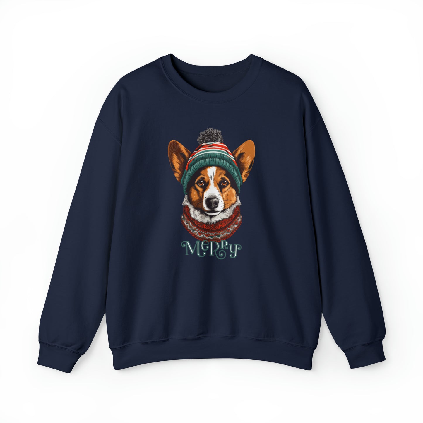 Merry Corgi in Hat & Scarf Unisex Heavy Blend™ Crewneck Sweatshirt