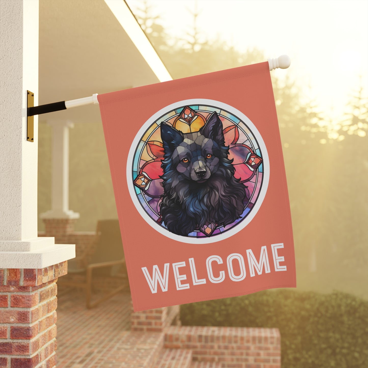 Schipperke Welcome 2-Sided Garden & House Flag/Banner