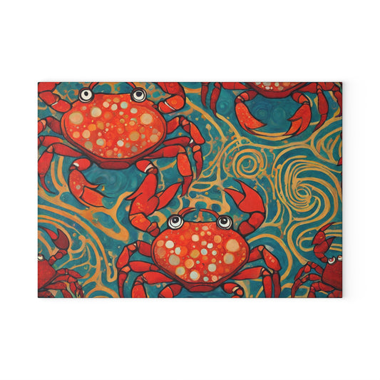 Crab Fest Tempered Glass Cutting Board