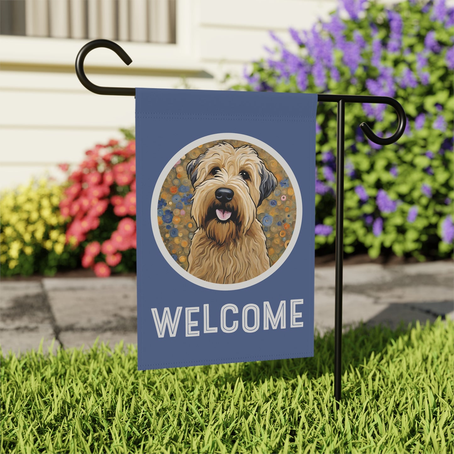 Wheaten Terrier Welcome 2-Sided Garden & House Flag/Banner