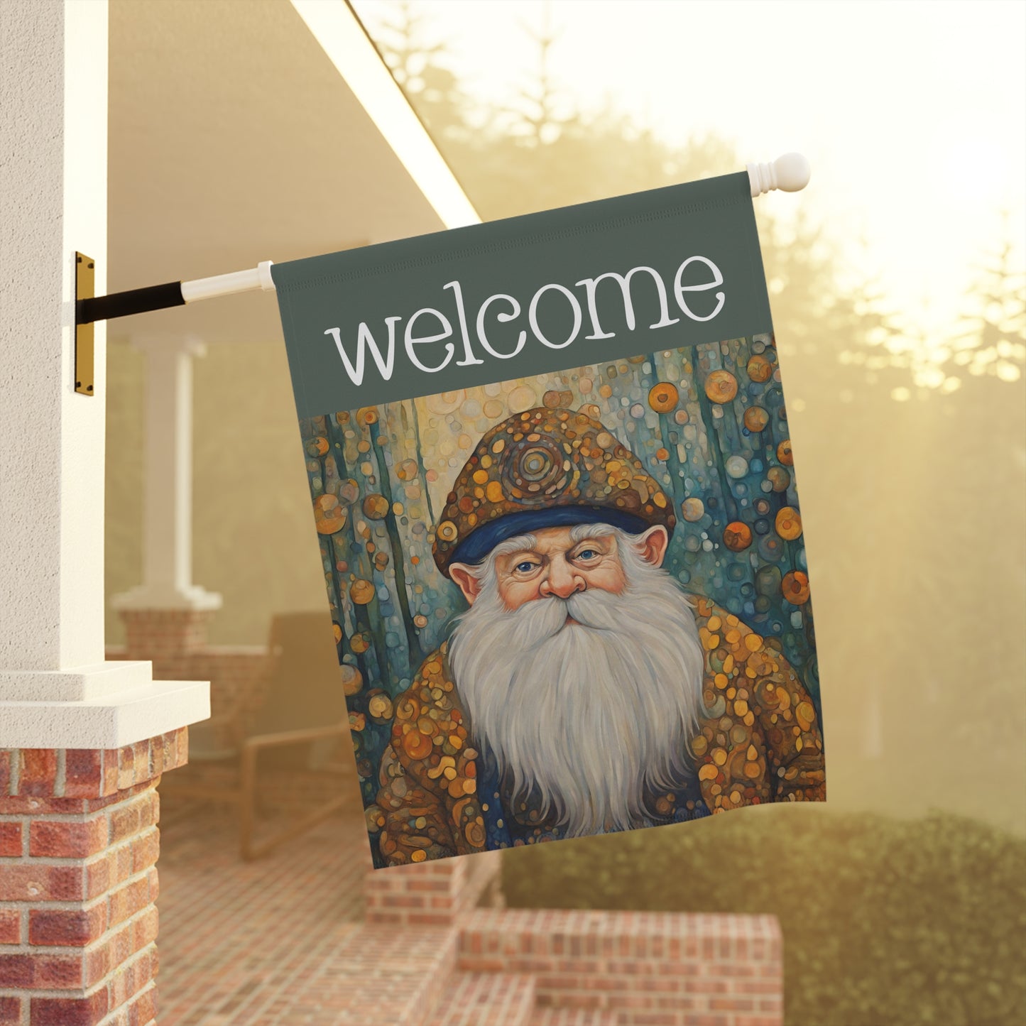 Gnome Welcome 2-Sided Garden & House Flag/Banner