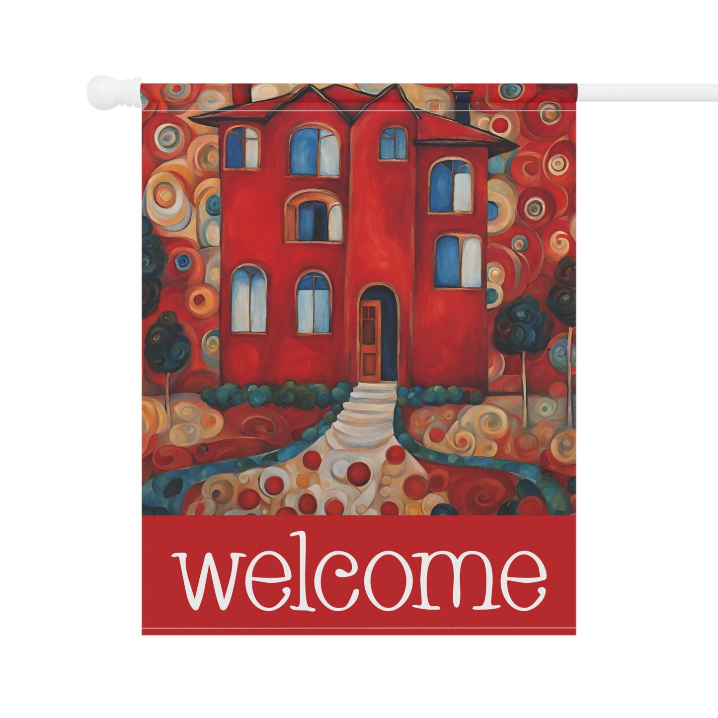 Red House Welcome 2-Sided Garden & House Flag/Banner