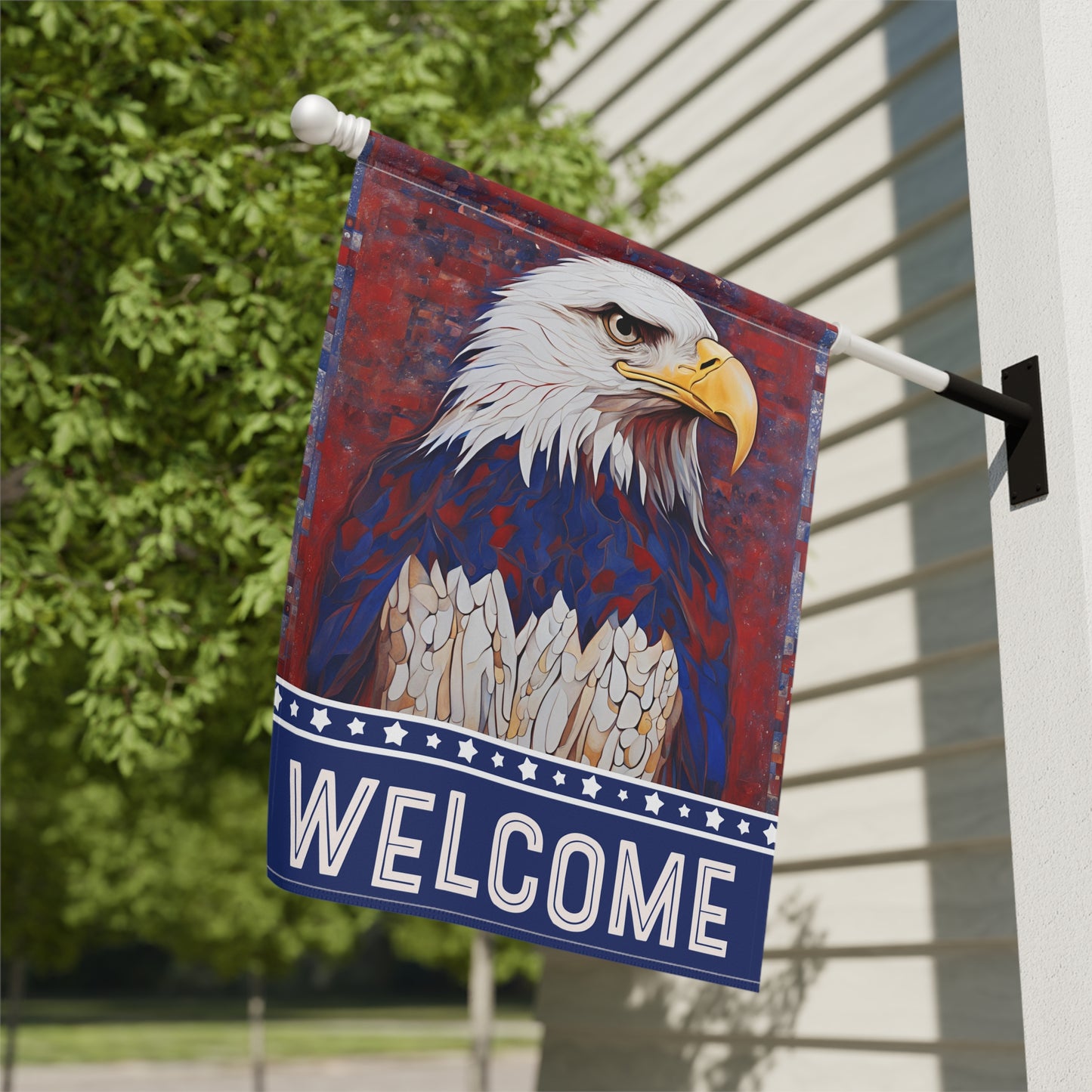 All American Eagle Welcome 2-Sided Garden & House Flag/Banner